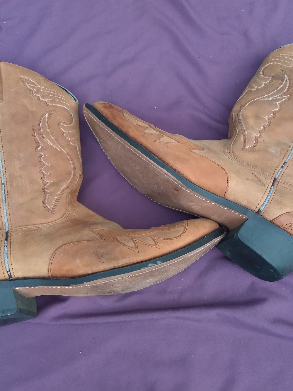 Men's Tan Western Cowboy Boots - Classic Leather Style 15d